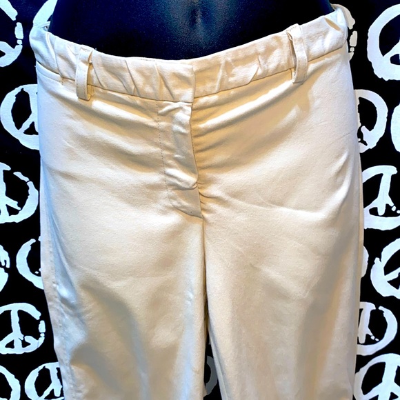 THEORY CREAM PANTSSZ 4 CUT TAG LOOPS ZIP/CLASP CLOSURE